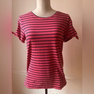 Nautica 100% Cotton Pink Navy Striped Nautical Top - Size M